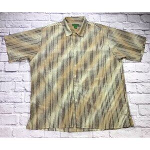 Giorgio Inserti Mens Size 2XL Button Front Short Sleeve Collared Shirt Tan Brown
